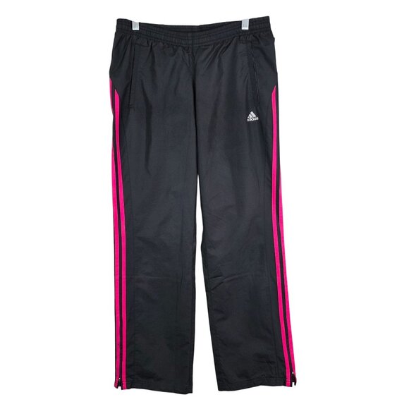 Womens Adidas Black & Pink Track Pants Drawstring 100% Polyester Mid Rise S - Picture 1 of 11